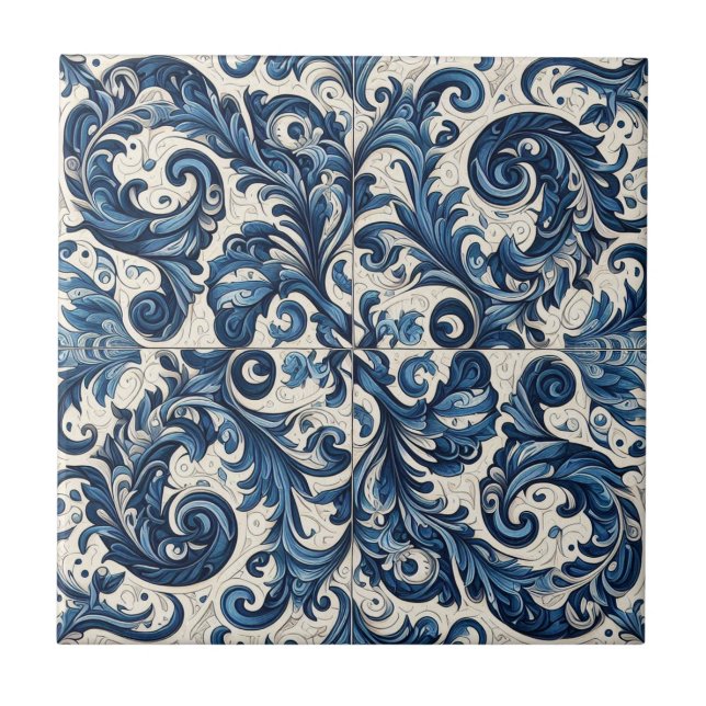 Azulejo Patrón floral italiano vintage moderno#12 (Frente)