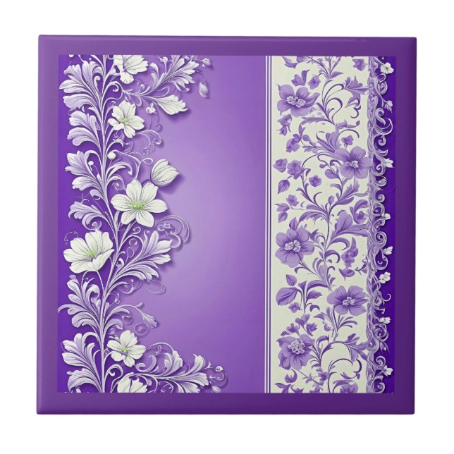 Azulejo Patrón floral Lilac-Purple (Frente)