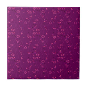 Azulejo Patrón floral liso retro burgundy