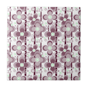 Azulejo patrón floral marrón y blanco