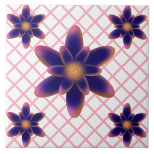 Azulejo Patrón floral Midnight Bloom Azul Púrpura