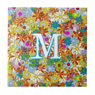 Azulejo Patrón floral moderno Colores brillantes