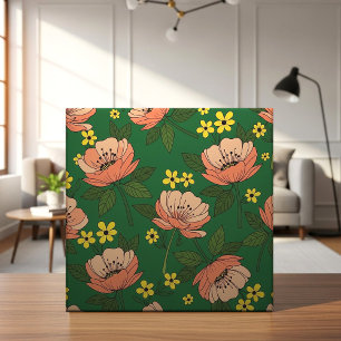 Azulejo Patrón floral moderno de esmeralda verde intenso y