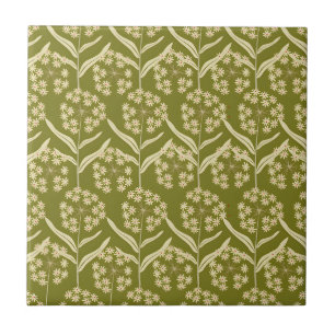 Azulejo Patrón floral moderno: flores umbela blancas