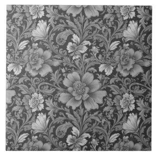 Azulejo Patrón floral monocromo vintage
