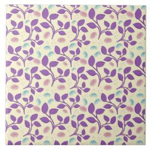 Azulejo Patrón Floral Morado Oscuro Estética Sin Costura