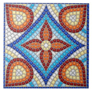 Azulejo Patrón Floral Mosaico Mediterráneo