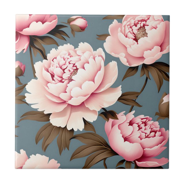 Azulejo Patrón floral peony vintage (Frente)