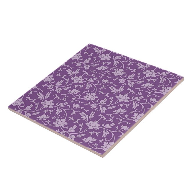 Azulejo Patrón floral púrpura y lavanda (Lado)