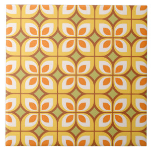 Azulejo Patrón floral retro de mediados de siglo moderno