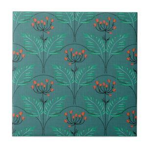 Azulejo Patrón floral retro en estilo art déco.