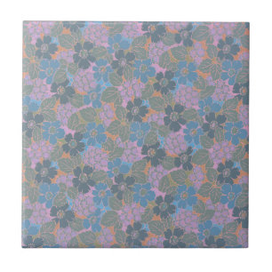 Azulejo Patrón floral retro estilizado