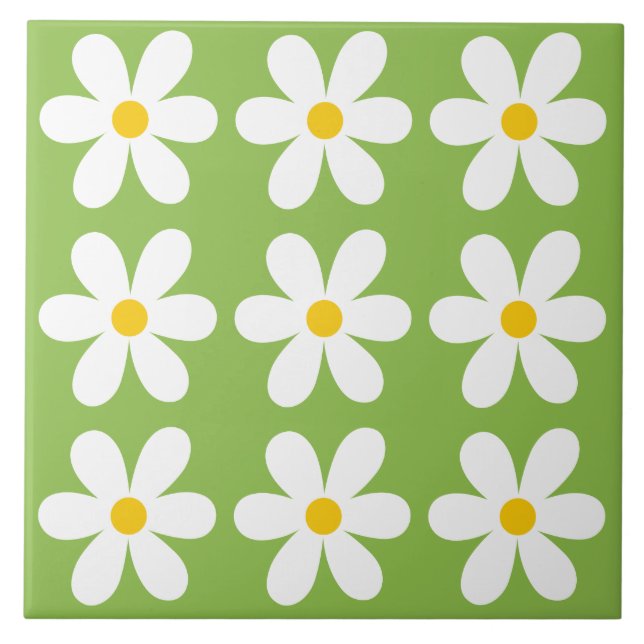 Azulejo Patrón floral Retro Verde (Frente)