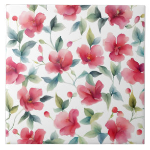 Azulejo Patrón floral rojo brumoso