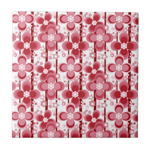 Azulejo Patrón floral rojo y blanco