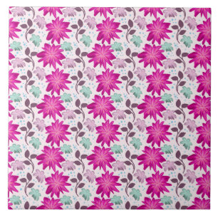 Azulejo Patrón floral rosa vibrante   Flores modernas y at