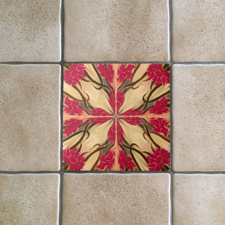 Azulejo Patrón floral rosado modernista de cristal de agua