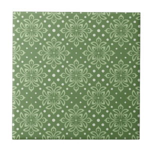 Azulejo Patrón floral sereno sobre fondo verde