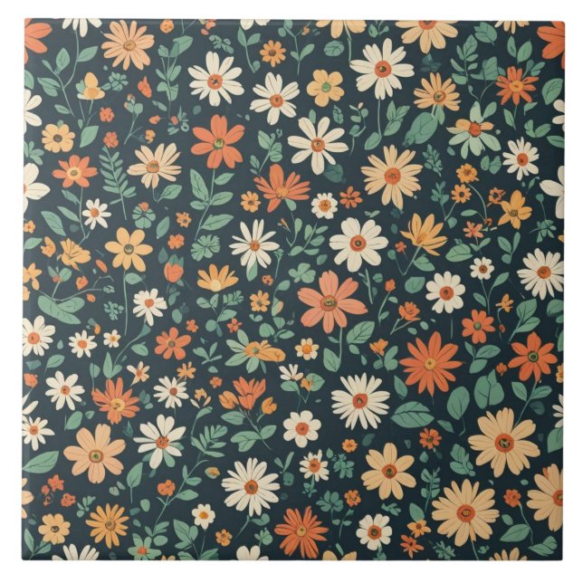 Azulejo Patrón floral simple (Frente)