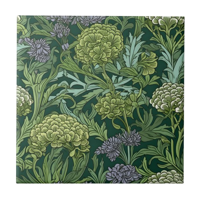 Azulejo Patrón floral sin costuras al estilo de William Mo (Frente)