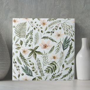 Azulejo Patrón floral sin fisuras acuarela de follaje de f