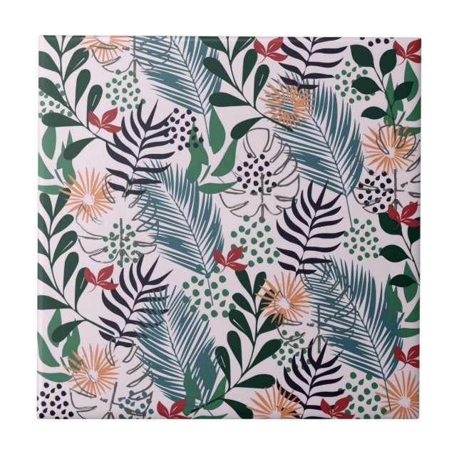 Azulejo Patrón floral tropical (Frente)