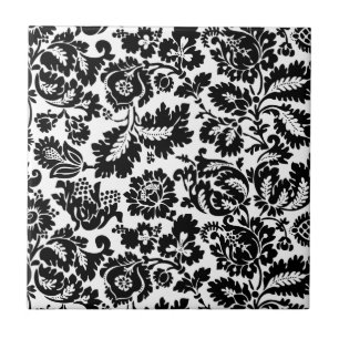 Azulejo Patrón Floral Veneciano en Negro y Blanco de Willi