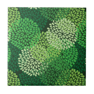 Azulejo Patrón floral verde