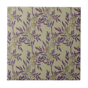 Azulejo Patrón floral vibrante con margaritas amarillas 