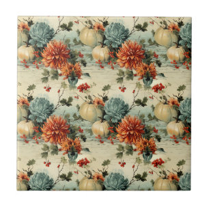 Azulejo Patrón Floral Vintage de Acción de Gracias