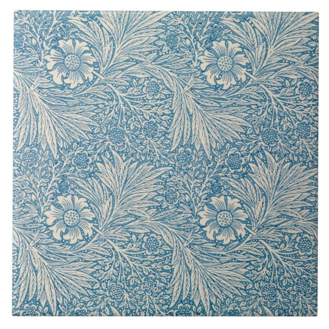 Azulejo Patrón floral William Morris Flores Blanco azul (Frente)