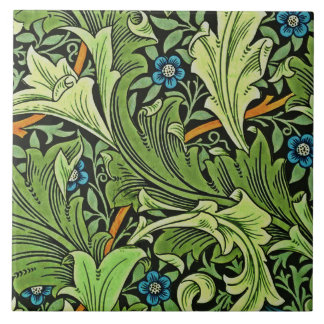 Azulejo Patrón floral William Morris Verde amarillo azul