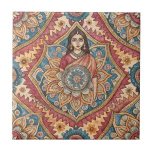 Azulejo Patrón fluido de la mujer sari india