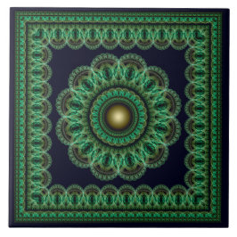 Azulejo Patrón fractal alcaleidoscópico verde