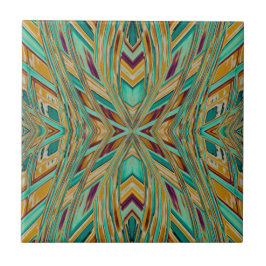Azulejo Patrón fractal de vibra tribal nativoamericana en