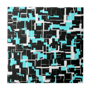 Azulejo Patrón Fresco y Moderno Negro Blanco Azul