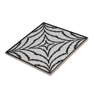 Azulejo Patrón Geo Gris Negro de Cadena Abstracta