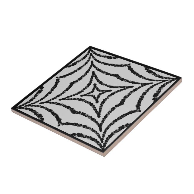 Azulejo Patrón Geo Gris Negro de Cadena Abstracta (Lado)