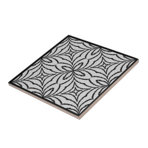 Azulejo Patrón Geo Negro Sobre Gris De Cadena Abstracta En