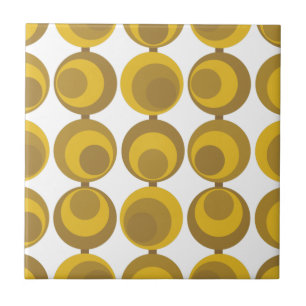 Azulejo Patrón Geo Retro Mustard Gold Moderno De Mediados