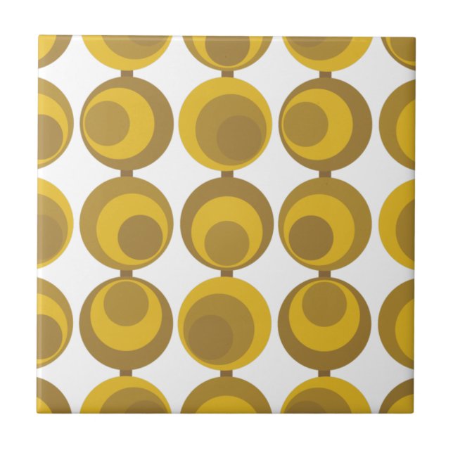 Azulejo Patrón Geo Retro Mustard Gold Moderno De Mediados  (Frente)