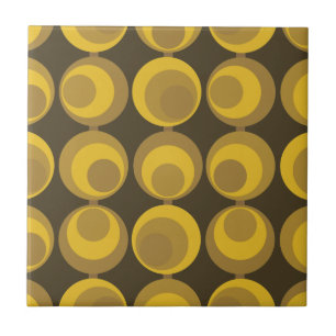 Azulejo Patrón Geo Retro Mustard Gold Moderno De Mediados 