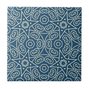 Azulejo Patrón geométrico abstracto azul y blanco