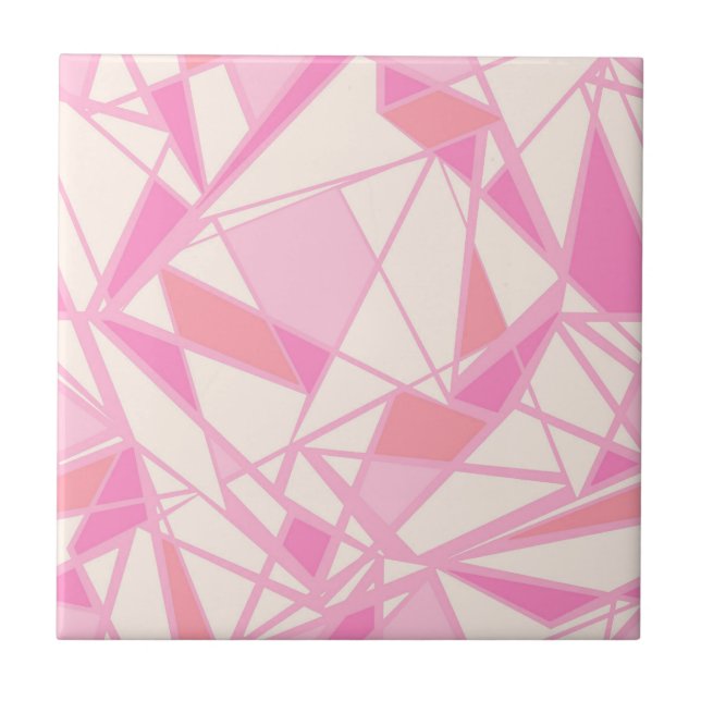Azulejo Patrón geométrico abstracto color rosa (Frente)