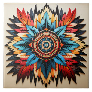 Azulejo Patrón geométrico abstracto colorido azteca tribal