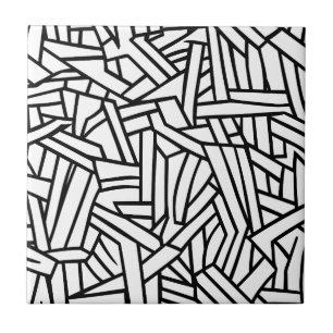 Azulejo Patrón geométrico abstracto de líneas en blanco y