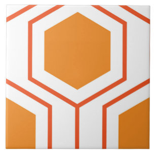 Azulejo Patrón geométrico abstracto hexagonal en naranja y