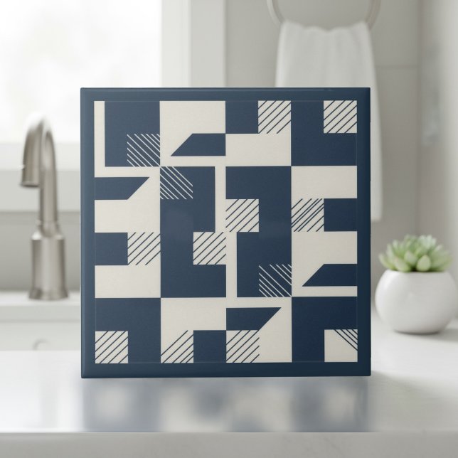 Azulejo Patrón geométrico abstracto moderno #3 Navy ID1192 (Subido por el creador)