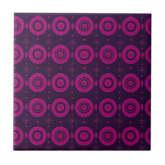 Azulejo Patrón geométrico africano magenta de círculo deco (Frente)
