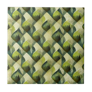 Azulejo Patrón geométrico Art Déco de oro verde